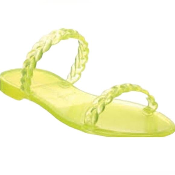 NEW Stuart Weitzman Women's Braida Sawyer Jelly Sandal Neon Green Size 8 - Picture 4 of 9